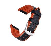 HASGTFM Negro Azul Naranja Rojo Multicolor Fluororubber + Correa de cuero 2 0mm 22mm DIVENCIÓN A prueba de agua Reloj deportivo for cada marca.(Black Orange,22mm)