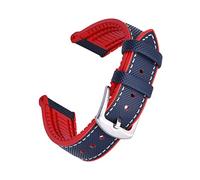 HASGTFM Negro Azul Naranja Rojo Multicolor Fluororubber + Correa de cuero 2 0mm 22mm DIVENCIÓN A prueba de agua Reloj deportivo for cada marca.(Blue Red,22mm)