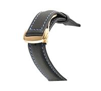 HASGTFM Nylon Mezcla de cuero Reloj de cuero Ajuste for Omeg-A Speed Sea Master AT150 19mm 20mm 21mm 22mm 23mm Reloj Correa Ajuste for cincuenta Fathoms(Blackblue gold)
