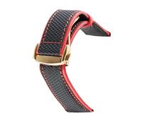 HASGTFM Nylon Mezcla de cuero Reloj de cuero Ajuste for Omeg-A Speed Sea Master AT150 19mm 20mm 21mm 22mm 23mm Reloj Correa Ajuste for cincuenta Fathoms(Blackred2 gold)