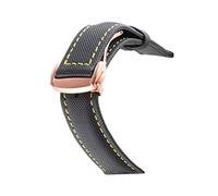 HASGTFM Nylon Mezcla de cuero Reloj de cuero Ajuste for Omeg-A Speed Sea Master AT150 19mm 20mm 21mm 22mm 23mm Reloj Correa Ajuste for cincuenta Fathoms(Blackyellow rosegold)