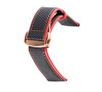 HASGTFM Nylon Mezcla de cuero Reloj de cuero Ajuste for Omeg-A Speed Sea Master AT150 19mm 20mm 21mm 22mm 23mm Reloj Correa Ajuste for cincuenta Fathoms(Blackred2 rosegold)