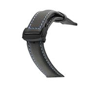 HASGTFM Nylon Mezcla de cuero Reloj de cuero Ajuste for Omeg-A Speed Sea Master AT150 19mm 20mm 21mm 22mm 23mm Reloj Correa Ajuste for cincuenta Fathoms(Black blue black)