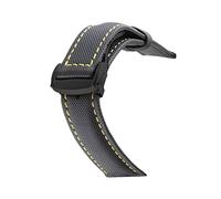 HASGTFM Nylon Mezcla de cuero Reloj de cuero Ajuste for Omeg-A Speed Sea Master AT150 19mm 20mm 21mm 22mm 23mm Reloj Correa Ajuste for cincuenta Fathoms(Black yellow black)