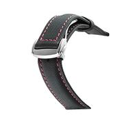 HASGTFM Nylon Mezcla de cuero Reloj de cuero Ajuste for Omeg-A Speed Sea Master AT150 19mm 20mm 21mm 22mm 23mm Reloj Correa Ajuste for cincuenta Fathoms(Black red 1 silver)