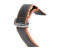 HASGTFM Nylon Mezcla de cuero Reloj de cuero Ajuste for Omeg-A Speed Sea Master AT150 19mm 20mm 21mm 22mm 23mm Reloj Correa Ajuste for cincuenta Fathoms(Black orange2 silver)