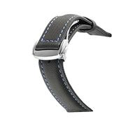 HASGTFM Nylon Mezcla de cuero Reloj de cuero Ajuste for Omeg-A Speed Sea Master AT150 19mm 20mm 21mm 22mm 23mm Reloj Correa Ajuste for cincuenta Fathoms(Black blue silver)