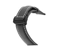 HASGTFM Nylon Mezcla de cuero Reloj de cuero Ajuste for Omeg-A Speed Sea Master AT150 19mm 20mm 21mm 22mm 23mm Reloj Correa Ajuste for cincuenta Fathoms(Black white black)