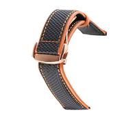 HASGTFM Nylon Mezcla de cuero Reloj de cuero Ajuste for Omeg-A Speed Sea Master AT150 19mm 20mm 21mm 22mm 23mm Reloj Correa Ajuste for cincuenta Fathoms(Blackorange2 rose)