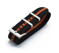 HASGTFM Nylon Nat Straps 20mm 22mm relojes de relojes duraderos tropas francesas militares paracaídas especial de relojes elásticos de relojes de reemplazo for hombres(Black Orange,22mm)