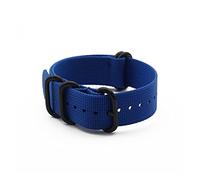 HASGTFM Nylon premium anillos negros hebilla reloj banda de pulsera de muñeca OTAN Correa de reloj de Zulu 20mm 22mm Reemplace la banda de reloj(Blue,20mm)