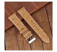 HASGTFM Patrón de avestruz retro de cuero Watchands18mm 20 mm 22 mm 24 mm Café negro marrón amarillo amarillo de cuero de cuero correa(Tan-white line,18mm)