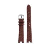 HASGTFM Pulsera de 12MM y 14MM apta for reloj Gucci, correa apta for GC for mujer YA141.4 YA141505, correa de cuero for reloj, pulsera for ajuste de muesca(Brown-silver,12mm)