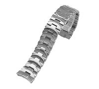HASGTFM Pulsera de acero inoxidable de 24 mm 316L ajuste for Pila Pulsera plata negro curvado de reloj de reloj de reloj de reloj(Silver)