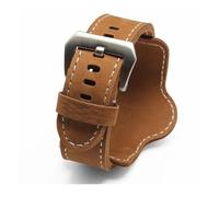 HASGTFM Pulsera de calidad de 20mm, 22mm, 24mm y 26mm, correa de reloj, correa de reloj de cuero, cinturón de estilo decorativo negro y marrón for hombre(Black silver buckle,24mm)