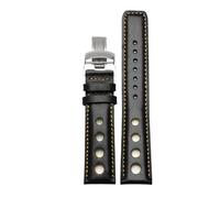 HASGTFM Pulsera de cuero apta for Tissot 1853 Correa de reloj deportiva apta for carreras PRS516 T91 1853 Capa superior de piel de vaca 20 mm Apta for accesorios de correa chopin(Black-d-silver)