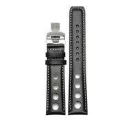 HASGTFM Pulsera de cuero apta for Tissot 1853 Correa de reloj deportiva apta for carreras PRS516 T91 1853 Capa superior de piel de vaca 20 mm Apta for accesorios de correa chopin(Black-a-silver)