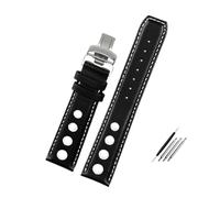 HASGTFM Pulsera de cuero apta for Tissot 1853, correa de reloj deportivo de carreras PRS516 T91 1853, accesorios de correa de capa superior de 20mm(Black white SR)