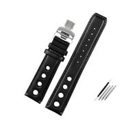 HASGTFM Pulsera de cuero apta for Tissot 1853, correa de reloj deportivo de carreras PRS516 T91 1853, accesorios de correa de capa superior de 20mm(Black silver)