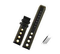 HASGTFM Pulsera de cuero apta for Tissot 1853, correa de reloj deportivo de carreras PRS516 T91 1853, accesorios de correa de capa superior de 20mm(Black yellow no)