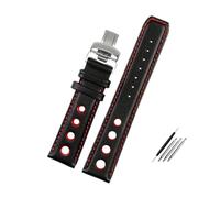 HASGTFM Pulsera de cuero apta for Tissot 1853, correa de reloj deportivo de carreras PRS516 T91 1853, accesorios de correa de capa superior de 20mm(Black red SR)
