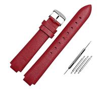 HASGTFM Pulsera de cuero vintage con boca convexa de 10 mm apta for Casio Sheen3034 Cómoda cadena de reloj de cuero de vaca hecha a mano apta for mujer Hebilla(Red silver buckle)