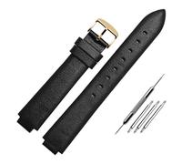 HASGTFM Pulsera de cuero vintage con boca convexa de 10 mm apta for Casio Sheen3034 Cómoda cadena de reloj de cuero de vaca hecha a mano apta for mujer Hebilla(Black gold buckle)
