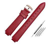 HASGTFM Pulsera de cuero vintage con boca convexa de 10 mm apta for Casio Sheen3034 Cómoda cadena de reloj de cuero de vaca hecha a mano apta for mujer Hebilla(Red rose buckle)
