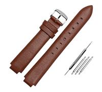 HASGTFM Pulsera de cuero vintage con boca convexa de 10 mm apta for Casio Sheen3034 Cómoda cadena de reloj de cuero de vaca hecha a mano apta for mujer Hebilla(Brown silver buc)