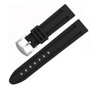 HASGTFM Pulsera negra apta for Dw Ajuste for Garmin Fit for Casio Fit for Huawei Fit for Samsung Fit for Armani 22mm 24mm 26mm Soft Silicone Watch Band Sport Strap Watch Accesorios(Black Silver,24mm)