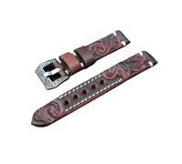 HASGTFM Reloj Band 20mm 22mm de cuero vintage tallado en relieve correas de reloj de relojes con hebilla tallada Cierre grabado Cierre for Panerai(Red,18mm)