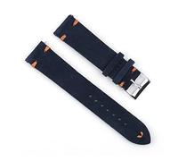 HASGTFM Reloj de cuero retro 18 mm 20 mm 22 mm 24 mm Brown WatchStrap de acero inoxidable Hebilla de plata for hombres Mujeres Reloj Reemplazo(Darkblue-orange wire,18mm)