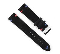 HASGTFM Reloj de cuero retro 18 mm 20 mm 22 mm 24 mm Brown WatchStrap de acero inoxidable Hebilla de plata for hombres Mujeres Reloj Reemplazo(Black-red blue wire,24mm)