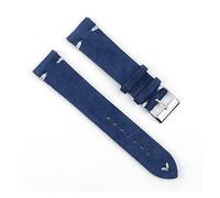HASGTFM Reloj de cuero retro 18 mm 20 mm 22 mm 24 mm Brown WatchStrap de acero inoxidable Hebilla de plata for hombres Mujeres Reloj Reemplazo(Royalblue-white wire,22mm)