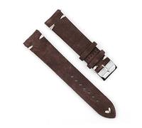HASGTFM Reloj de cuero retro 18 mm 20 mm 22 mm 24 mm Brown WatchStrap de acero inoxidable Hebilla de plata for hombres Mujeres Reloj Reemplazo(Coffee-white wire,18mm)