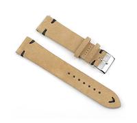 HASGTFM Reloj de cuero retro 18 mm 20 mm 22 mm 24 mm Brown WatchStrap de acero inoxidable Hebilla de plata for hombres Mujeres Reloj Reemplazo(Khaki-white wire,20mm)