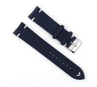 HASGTFM Reloj de cuero retro 18 mm 20 mm 22 mm 24 mm Brown WatchStrap de acero inoxidable Hebilla de plata for hombres Mujeres Reloj Reemplazo(Darkblue-white wire,20mm)