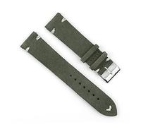 HASGTFM Reloj de cuero retro 18 mm 20 mm 22 mm 24 mm Brown WatchStrap de acero inoxidable Hebilla de plata for hombres Mujeres Reloj Reemplazo(Green-white wire,22mm)