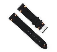 HASGTFM Reloj de cuero retro 18 mm 20 mm 22 mm 24 mm Brown WatchStrap de acero inoxidable Hebilla de plata for hombres Mujeres Reloj Reemplazo(Black-orange wire,24mm)