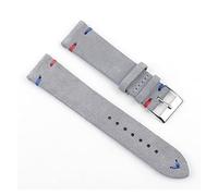 HASGTFM Reloj de cuero retro 18 mm 20 mm 22 mm 24 mm Brown WatchStrap de acero inoxidable Hebilla de plata for hombres Mujeres Reloj Reemplazo(Gray-red blue wire,22mm)
