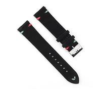 HASGTFM Reloj de cuero retro 18 mm 20 mm 22 mm 24 mm Brown WatchStrap de acero inoxidable Hebilla de plata for hombres Mujeres Reloj Reemplazo(Black-red green wire,24mm)