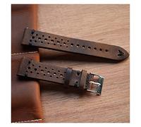 HASGTFM Reloj de cuero retro 18 mm 20 mm 22 mm 24mm reloj correas poroso transpirable hecho a mano de costura for hombres(Brown black wire,24mm)
