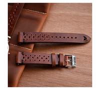 HASGTFM Reloj de cuero retro 18 mm 20 mm 22 mm 24mm reloj correas poroso transpirable hecho a mano de costura for hombres(Red brown bk-wire,20mm)