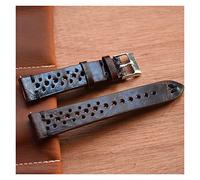 HASGTFM Reloj de cuero retro 18 mm 20 mm 22 mm 24mm reloj correas poroso transpirable hecho a mano de costura for hombres(Dark brown bk-wire,24mm)