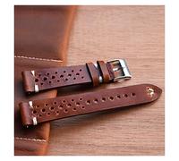 HASGTFM Reloj de cuero retro 18 mm 20 mm 22 mm 24mm reloj correas poroso transpirable hecho a mano de costura for hombres(Red brown wh-wire,20mm)