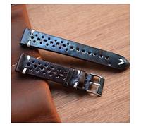 HASGTFM Reloj de cuero retro 18 mm 20 mm 22 mm 24mm reloj correas poroso transpirable hecho a mano de costura for hombres(Dark brown wh-wire,22mm)