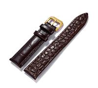 HASGTFM Reloj de reloj 16 18 20 22mm de cuero negro marrón oscuro marrón clásico de cuero suave reloj de reloj de reloj de reloj de reloj de reloj(Gold-brown,22mm)