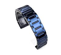 HASGTFM Reloj de reloj de acero inoxidable Dark Blue Color Curved End Metal Metal Wristwatches Band 18mm 19mm 20mm 21mm 22mm 23mm 24mm reloj de reloj(Polished blue,22mm)