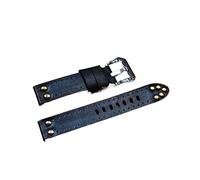 HASGTFM Reloj retro Correa de cuero 18mm 20 mm 22 mm de 24 mm de reloj Correa de banda cepillada Stee de acero inoxidable tallado Accesorios for panerai(Blue,22mm)