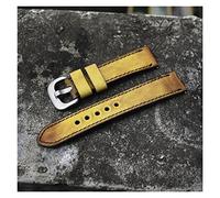 HASGTFM Retro banda de reloj a mano 20 mm 22 mm 24 mm Vintage reloj de cuero de la banda de la banda de la correa de la muñeca D la hebilla apta for Panerai(Gelb,20mm)